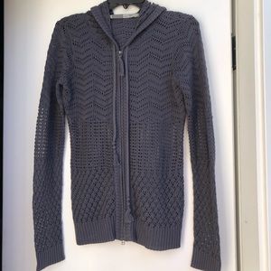 Athleta Open Knit Crochet Full Zip Hoodie Sweater